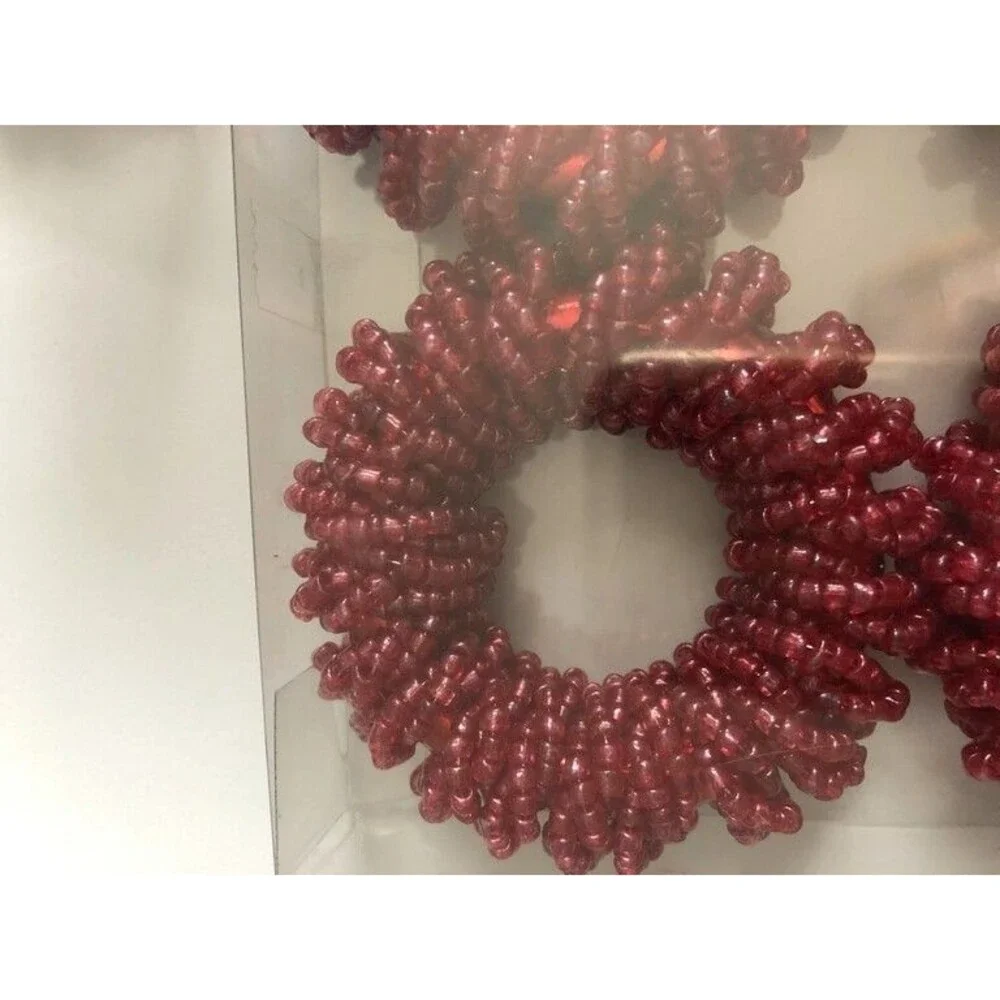 Nantucket Fully Beaded Napkin Rings Red Christmas 4th Of July Beach Set of 4